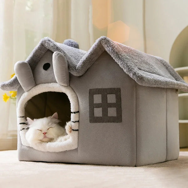 Foldable Coral Fleece Cave Bed