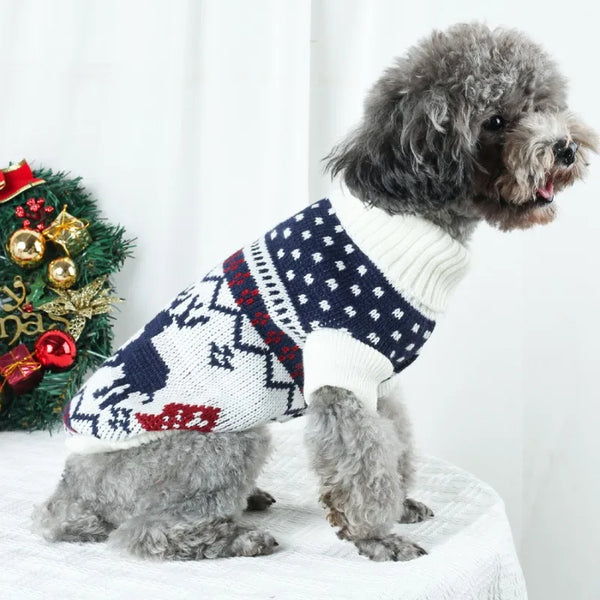 Festive Wool Reindeer Dog Sweater