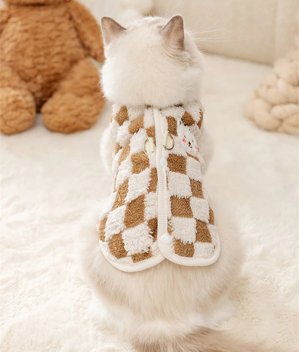 Bear Print Plush Pet Jacket