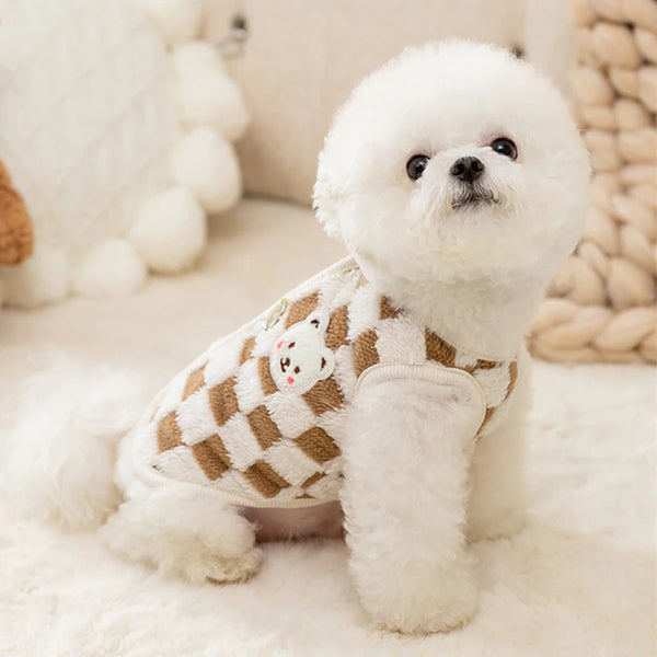 Bear Print Plush Pet Jacket