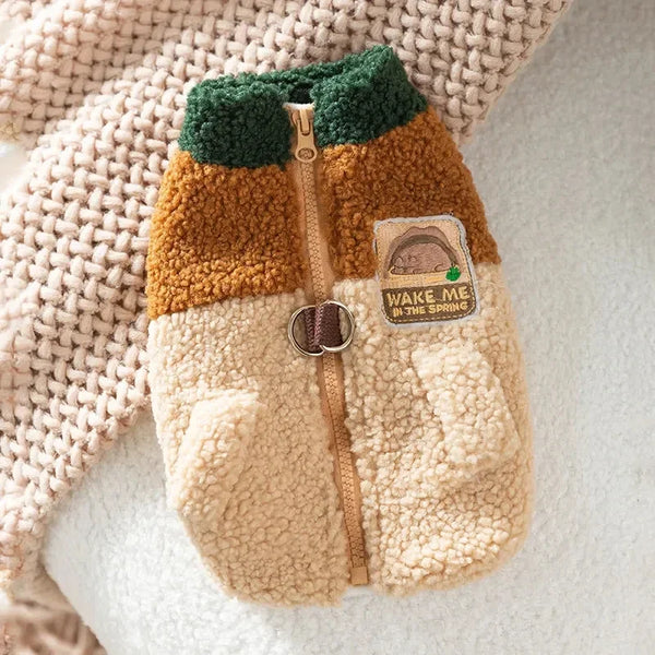 Brown Polyester Winter Dog Cardigan