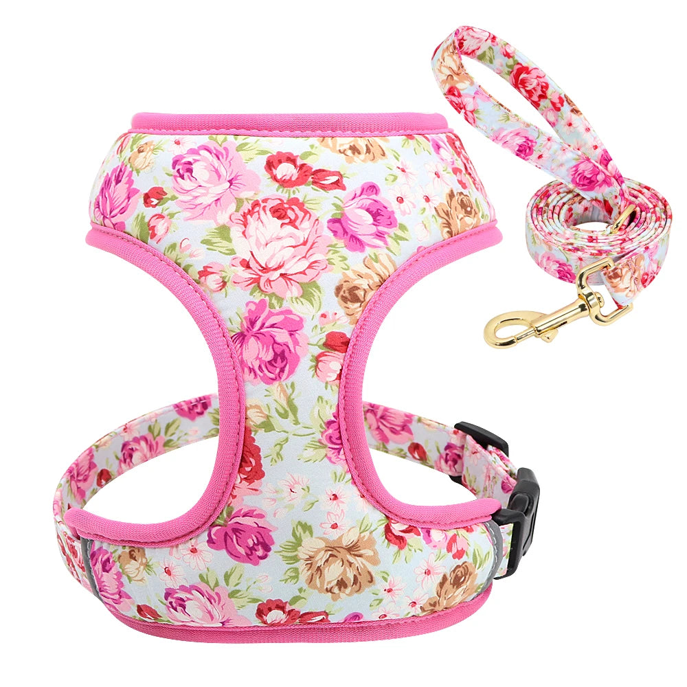 Floral Nylon Dog Vest Harness