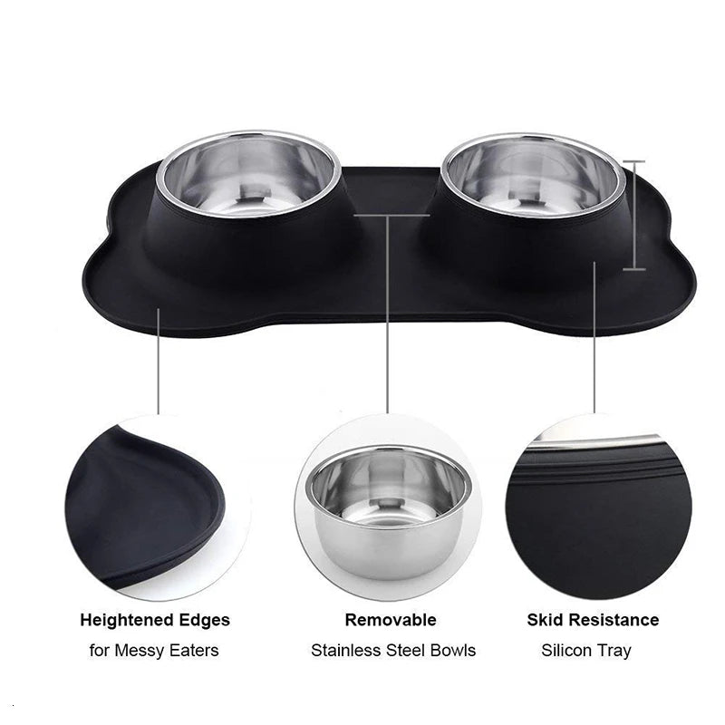 Benepaw Steel Double Feeding Bowls
