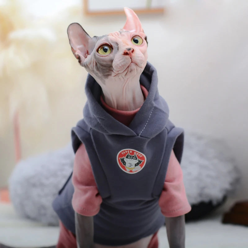 Cotton Sphynx Cat Hoodie Pajamas