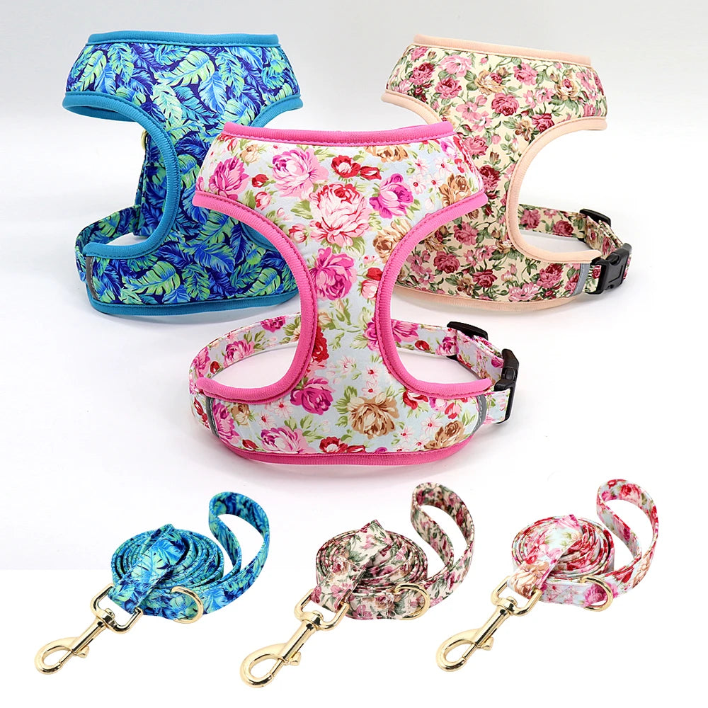 Floral Nylon Dog Vest Harness