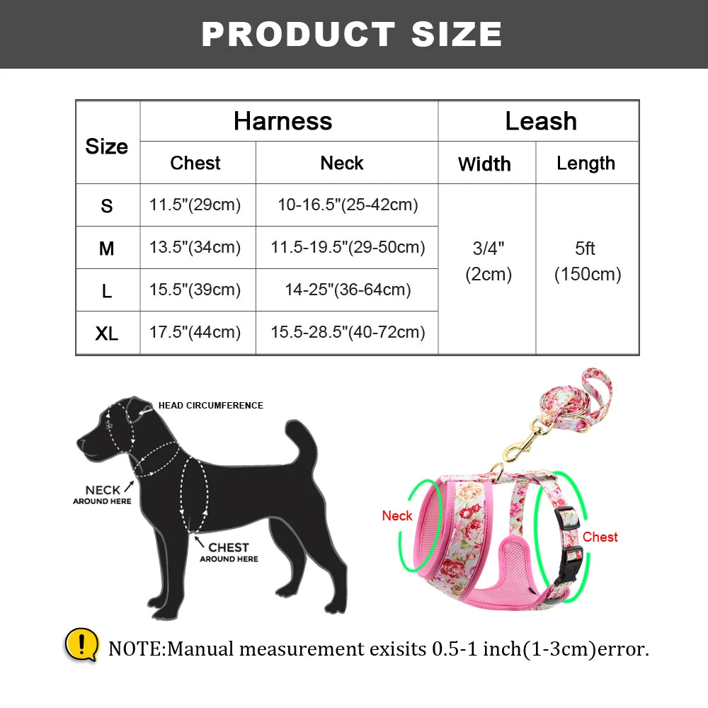 Floral Nylon Dog Vest Harness