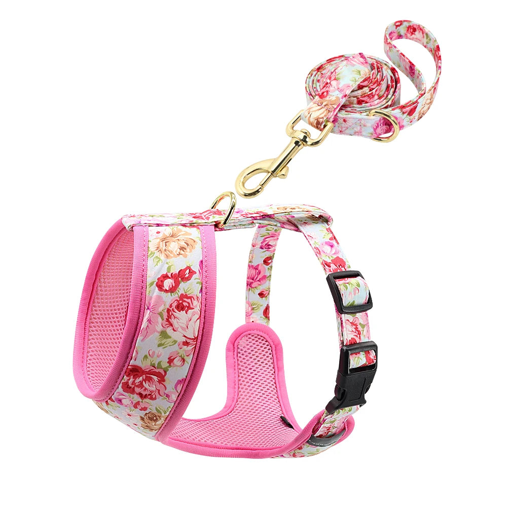 Floral Nylon Dog Vest Harness