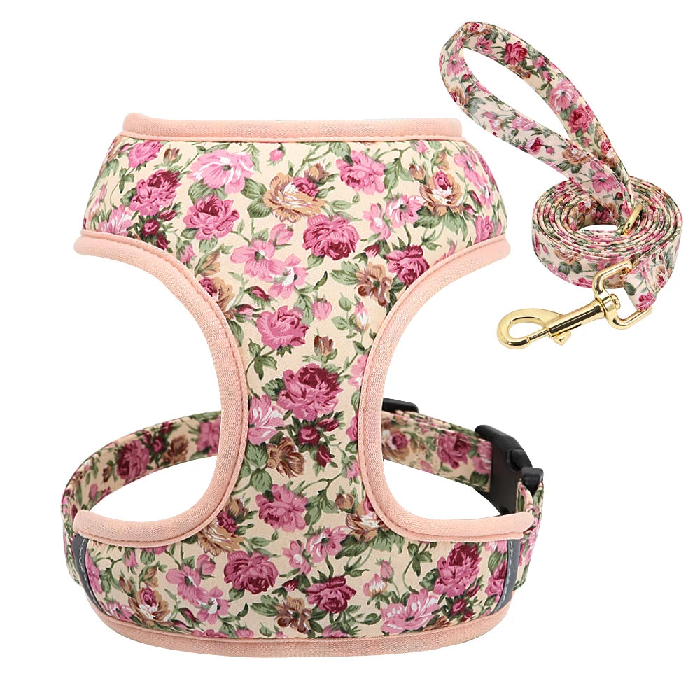 Floral Nylon Dog Vest Harness