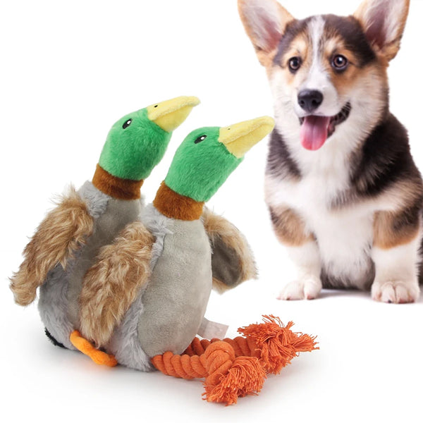 Squeaky Plush Duck Rope Toy