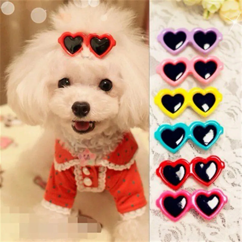Heart Sunglasses Pet Hair Clips