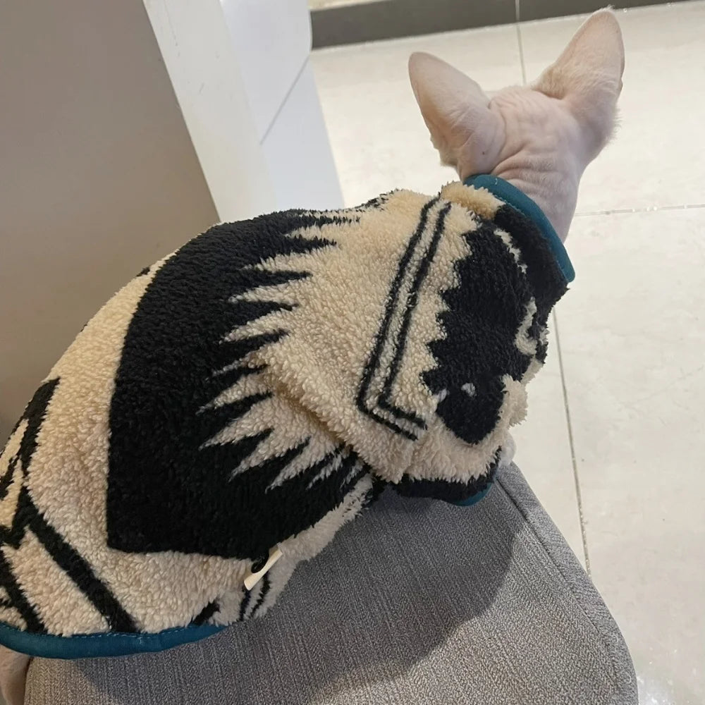 Fleece Zipper Sphynx Cat Jacket