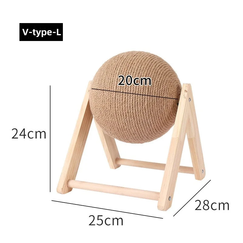 Wooden Sisal Cat Scratching Ball