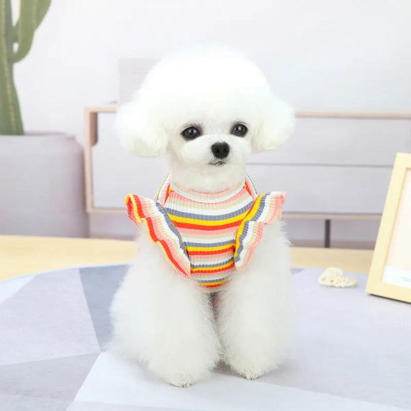 Ruffled Striped Pet Dress Vest
