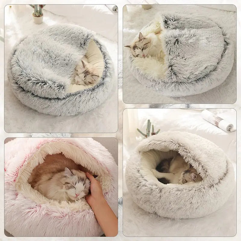 Covered Round Plush Pet Bed