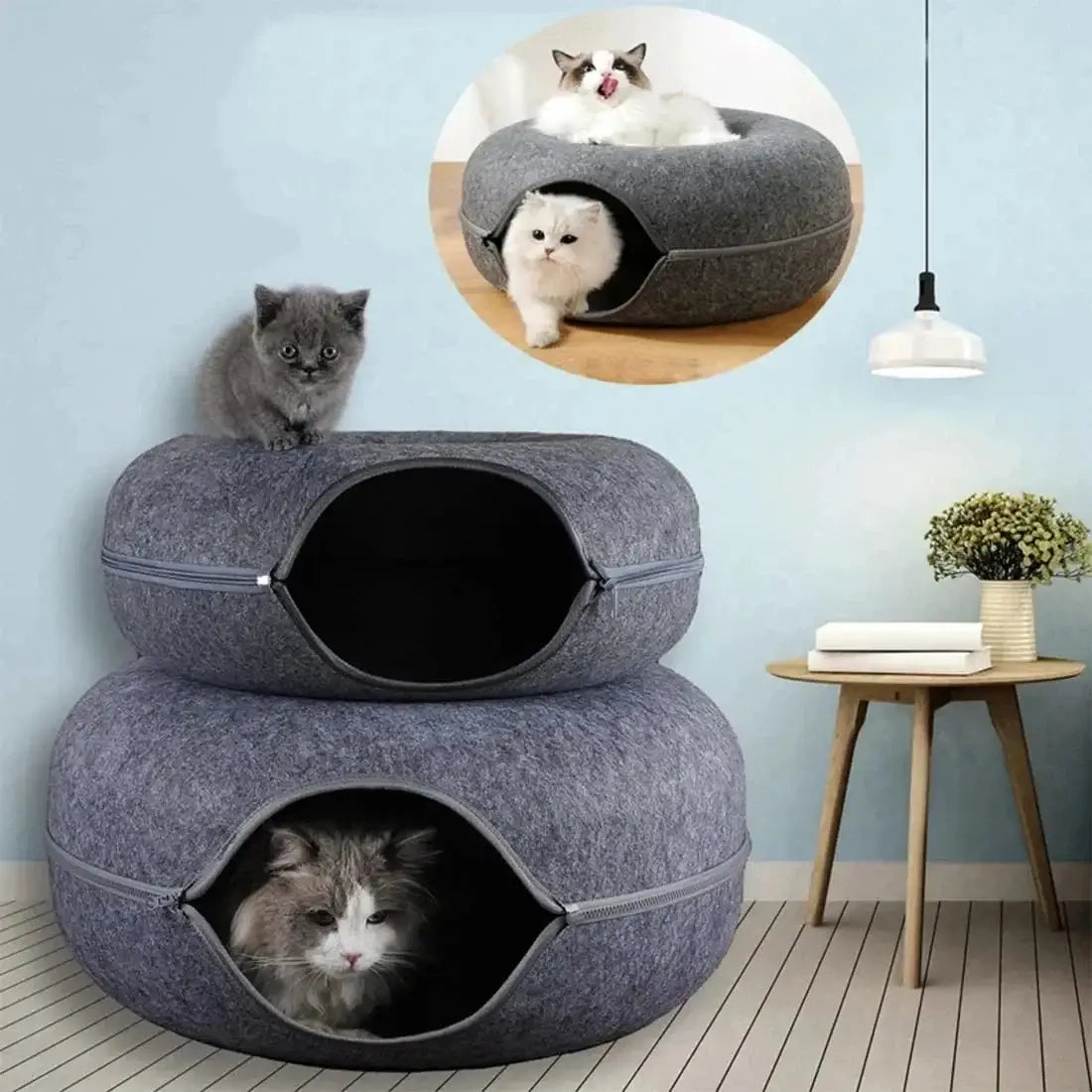 Wool Felt Donut Cat Tunnel