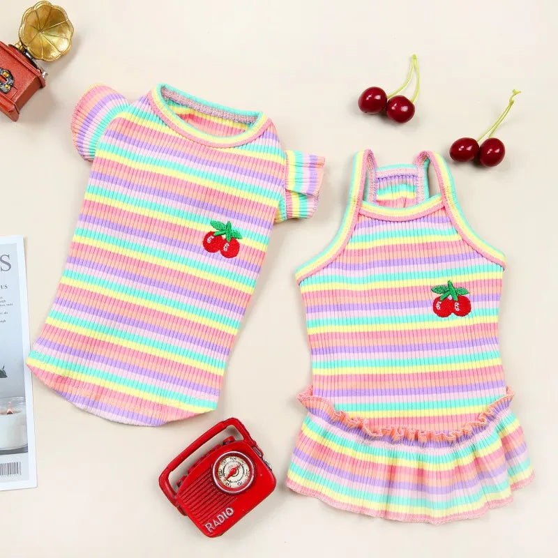 Ruffled Striped Pet Dress Vest