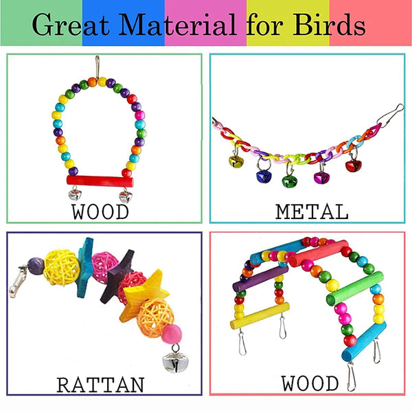 Seven Piece Wooden Bird Toys