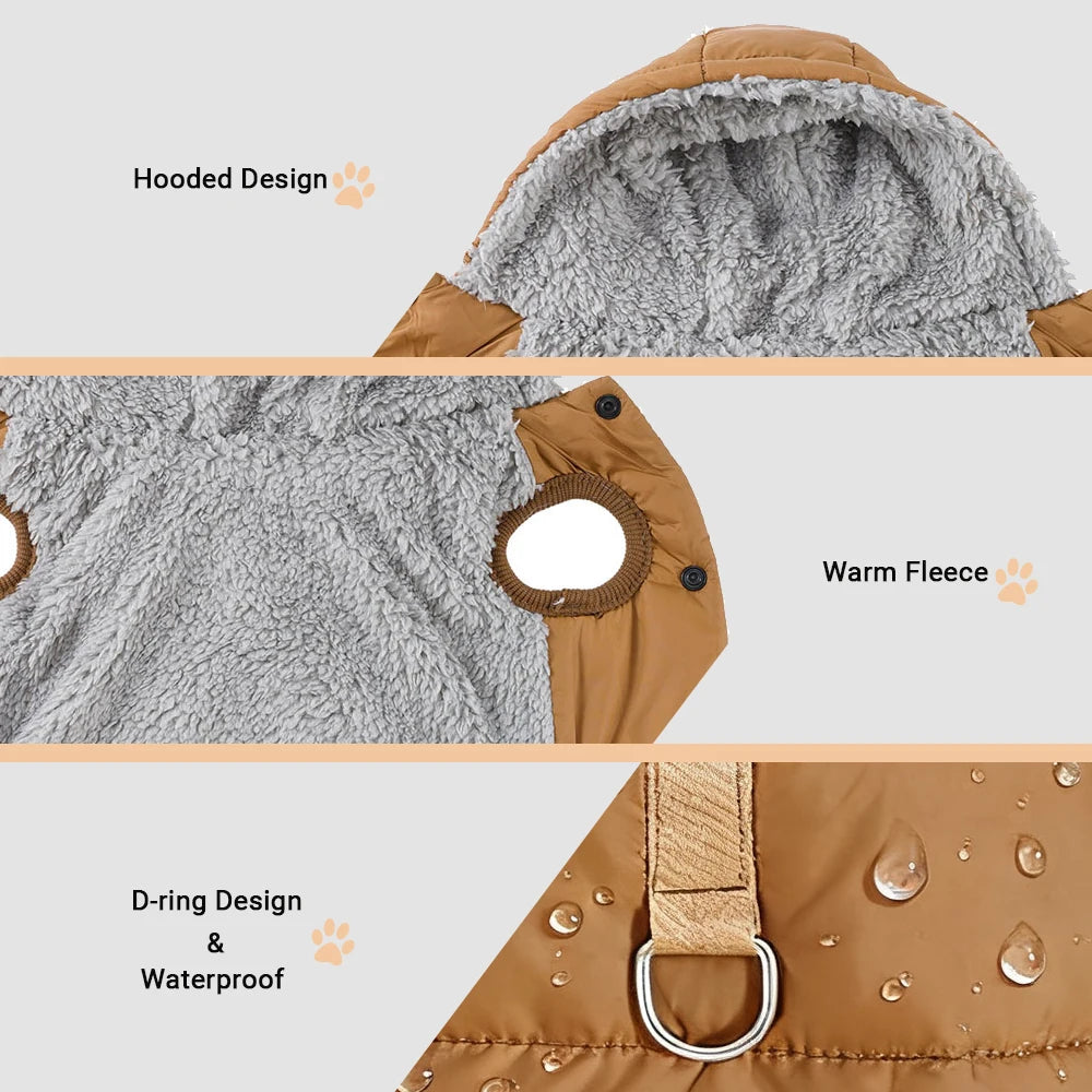 Hooded Fleece Waterproof Pet Jacket