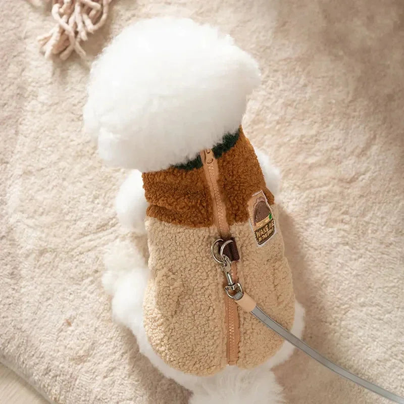 Brown Polyester Winter Dog Cardigan