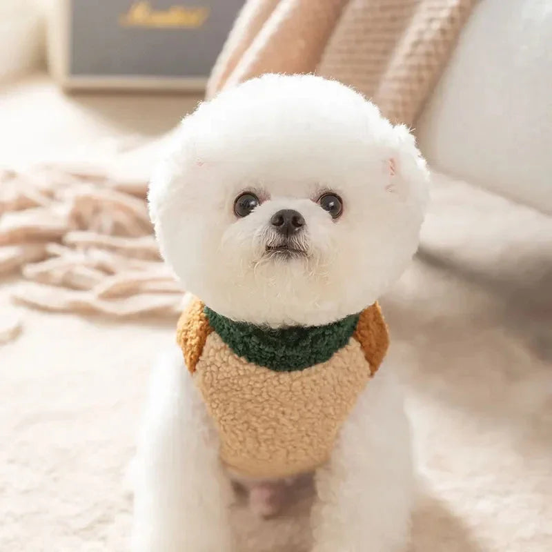 Brown Polyester Winter Dog Cardigan