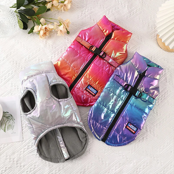 Rainbow Gradient Winter Dog Vest