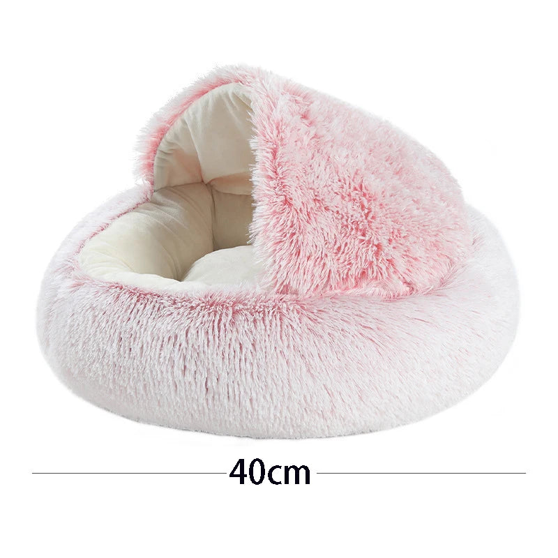 Covered Round Plush Pet Bed