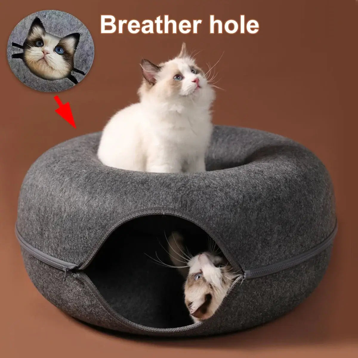 Wool Felt Donut Cat Tunnel
