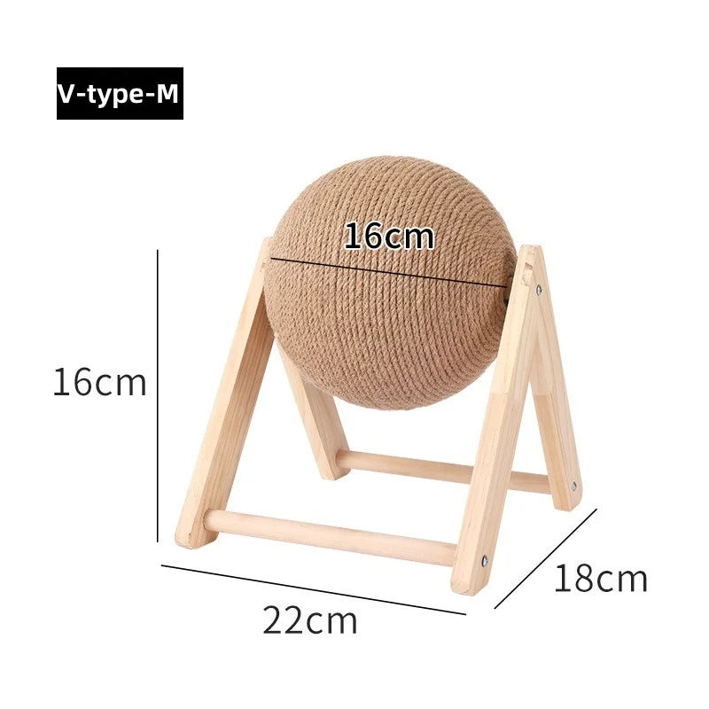 Wooden Sisal Cat Scratching Ball