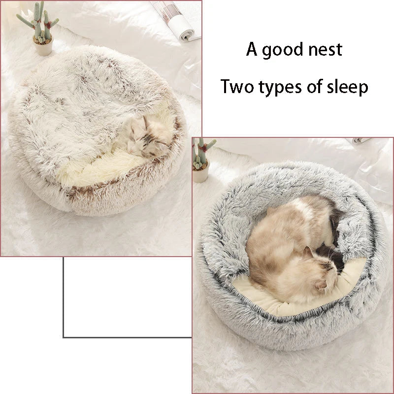 Covered Round Plush Pet Bed