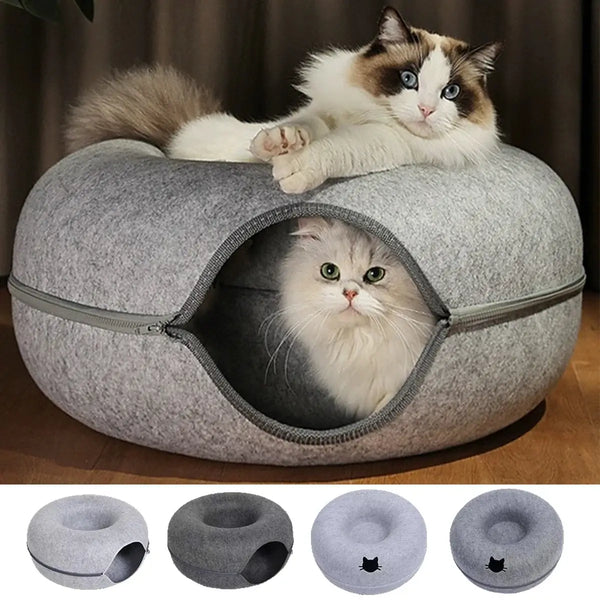 Wool Felt Donut Cat Tunnel