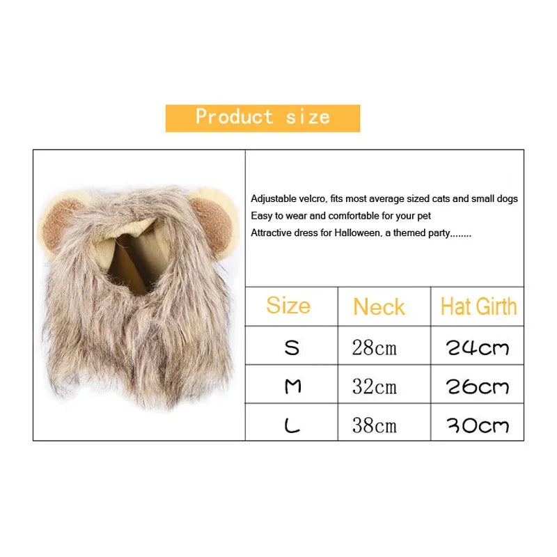 Lion Mane Pet Costume Hat