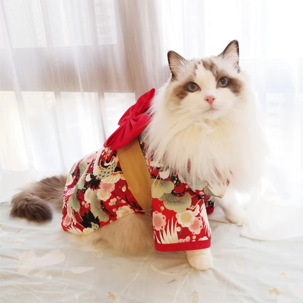Japanese Floral Kimono Pet Coat