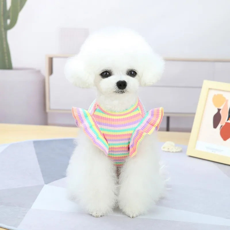 Ruffled Striped Pet Dress Vest