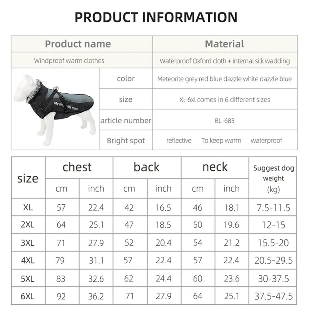 Insulated Fur Collar Dog Jacket