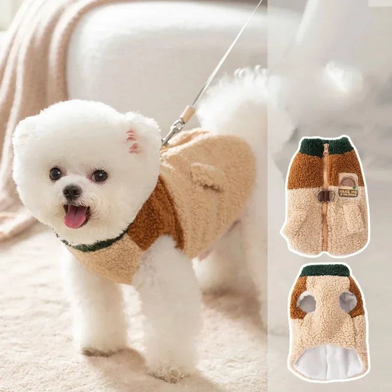 Brown Polyester Winter Dog Cardigan