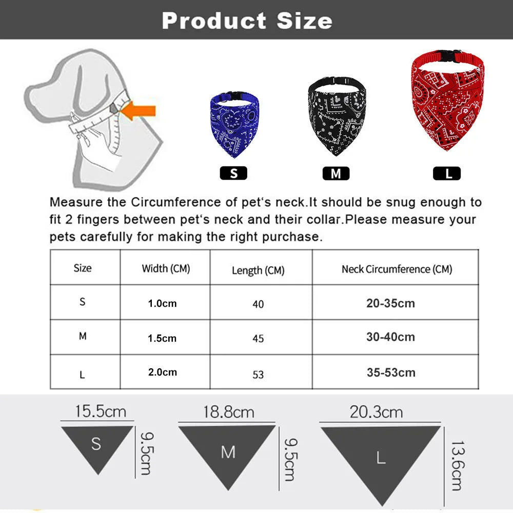 Adjustable Printed Dog Bandana Collar