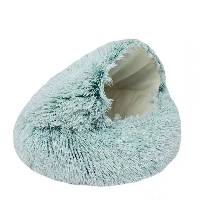 Covered Round Plush Pet Bed
