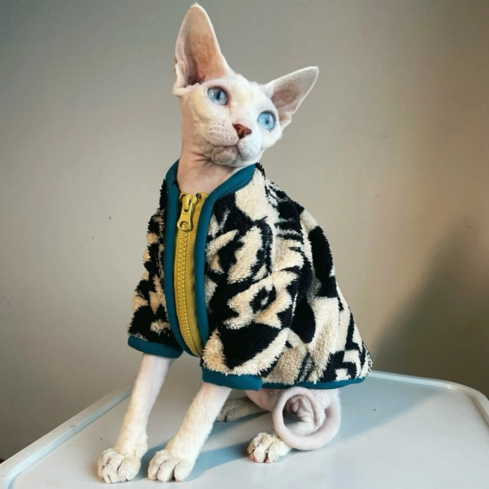 Fleece Zipper Sphynx Cat Jacket
