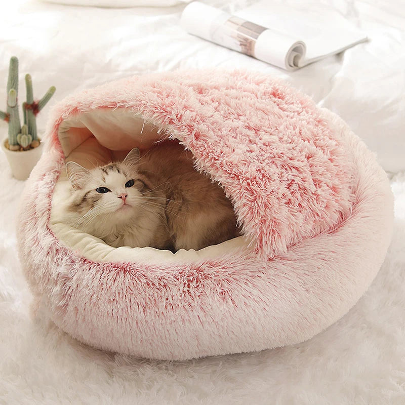 Covered Round Plush Pet Bed