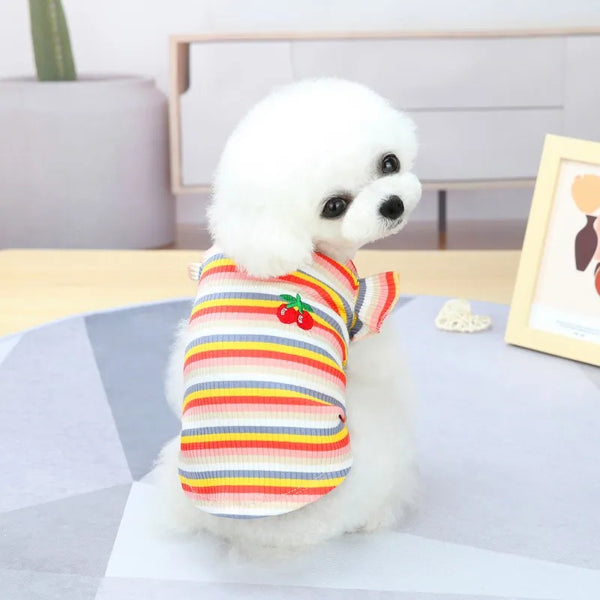 Ruffled Striped Pet Dress Vest