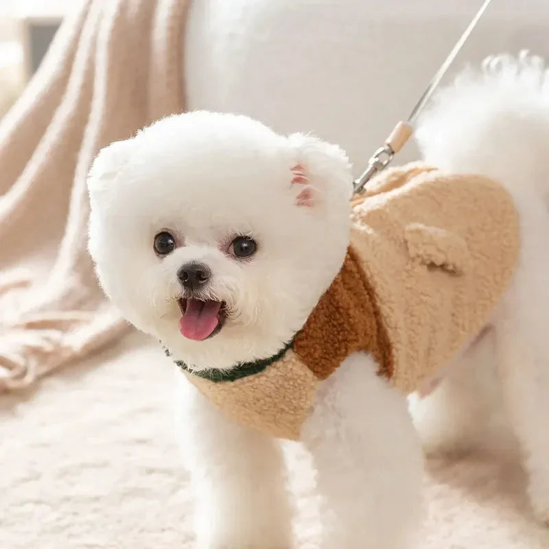 Brown Polyester Winter Dog Cardigan