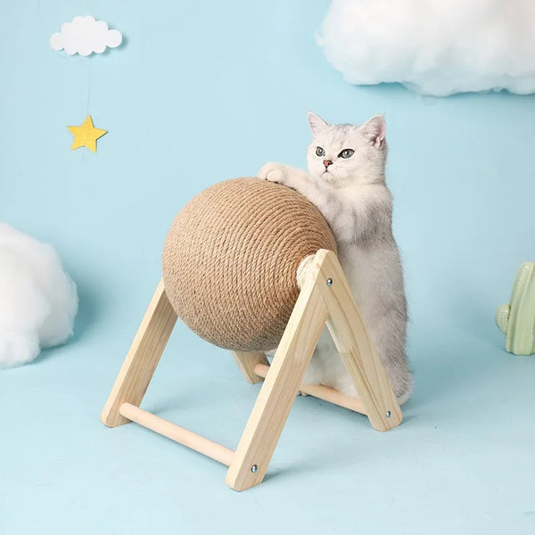 Wooden Sisal Cat Scratching Ball