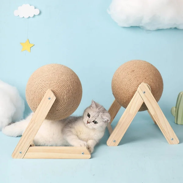 Wooden Sisal Cat Scratching Ball