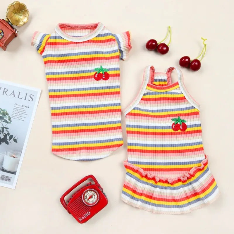 Ruffled Striped Pet Dress Vest