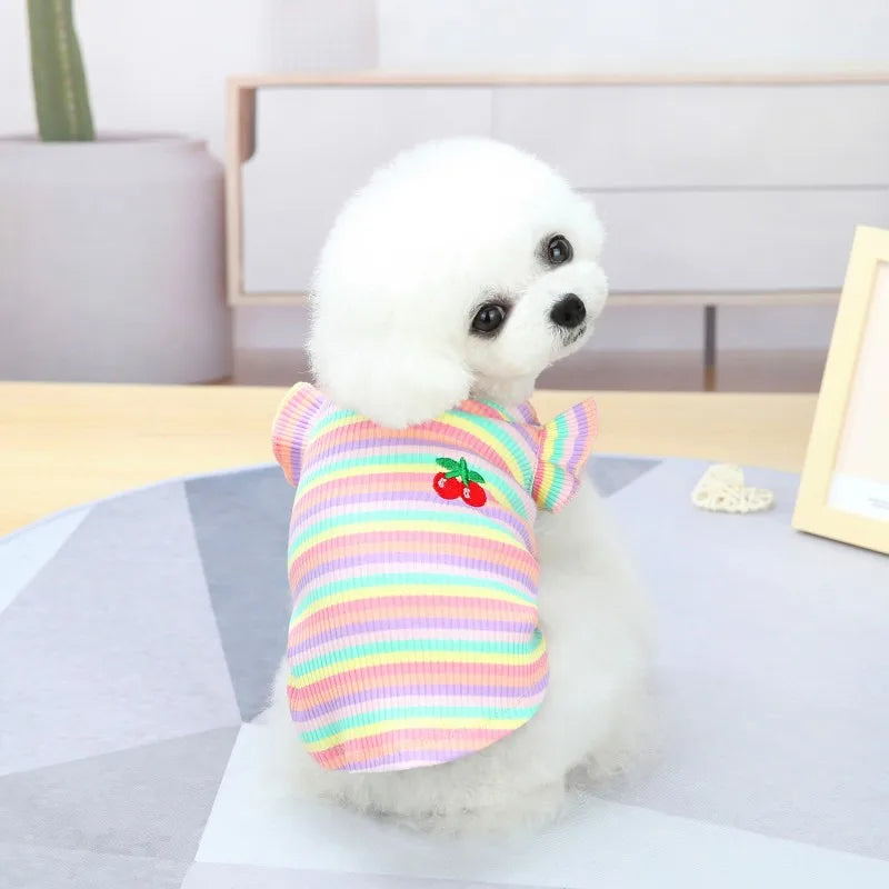 Ruffled Striped Pet Dress Vest