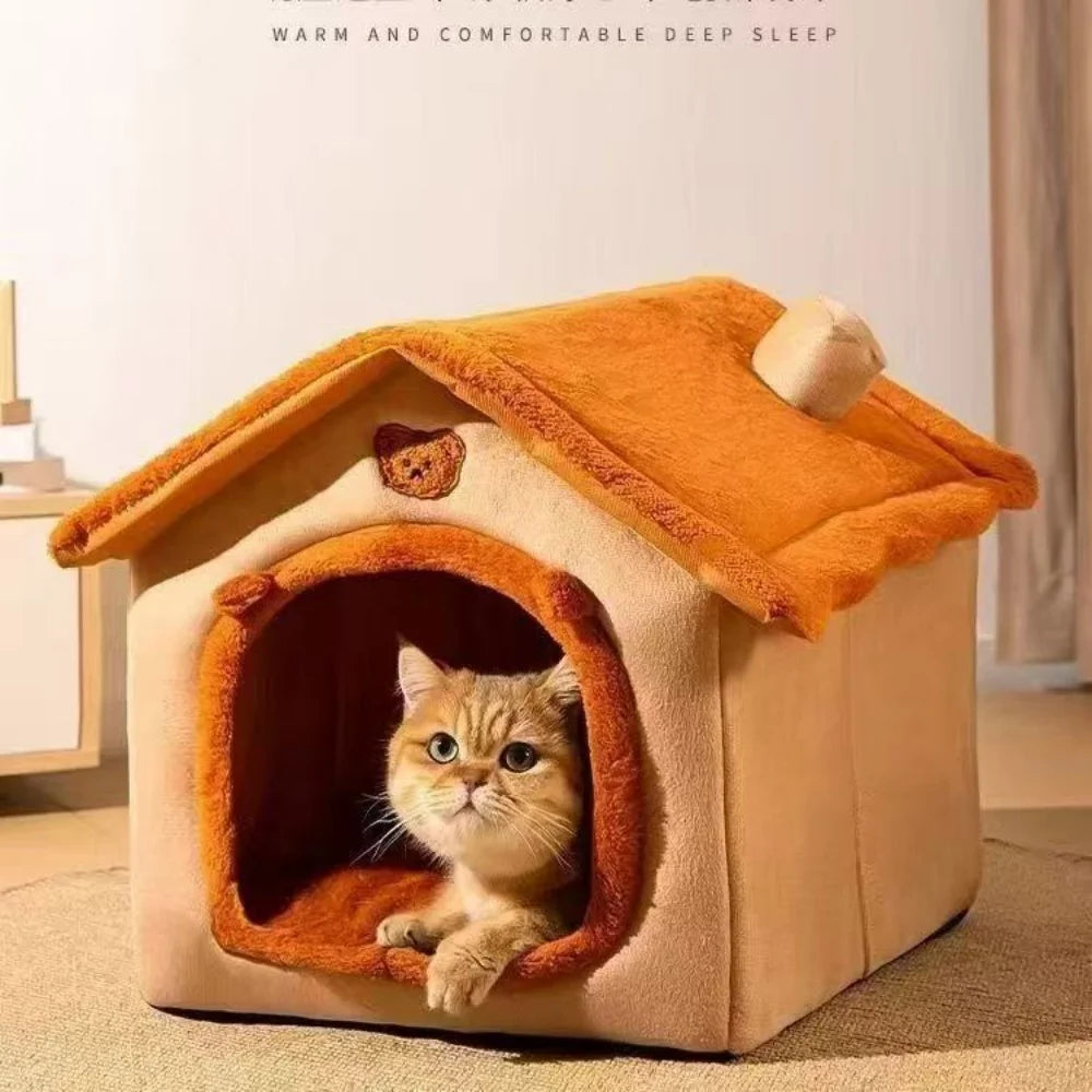 Cozy Removable Cat House Bed