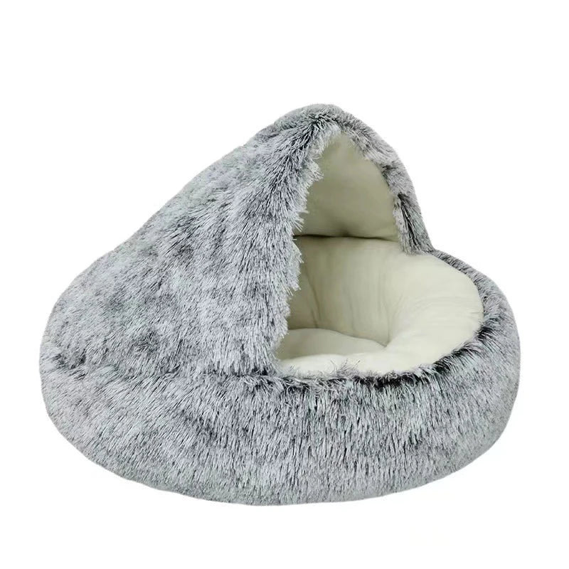 Covered Round Plush Pet Bed