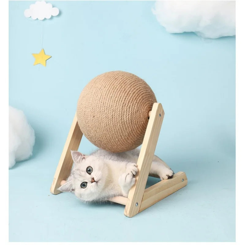 Wooden Sisal Cat Scratching Ball